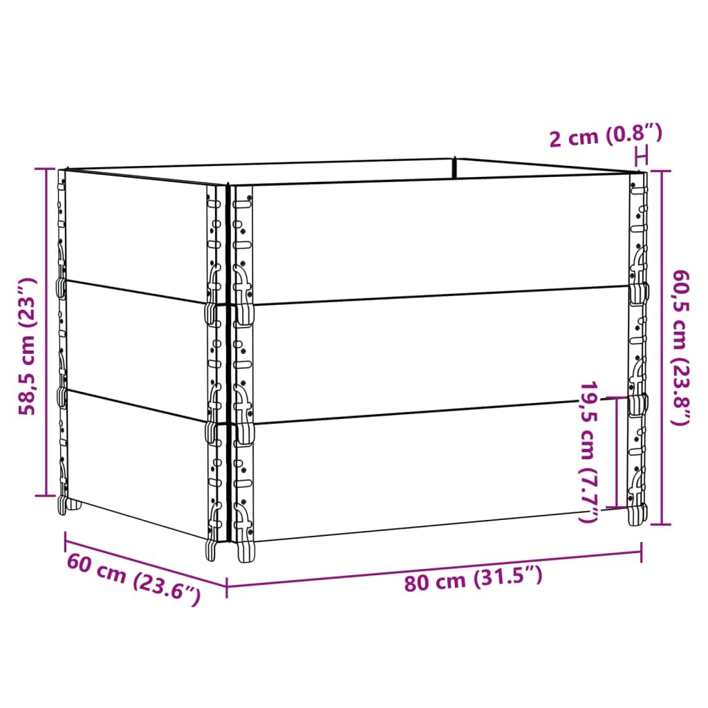 vidaXL Palettenrahmen 3 STK Kiefer Grau 120x80 Hochbeet