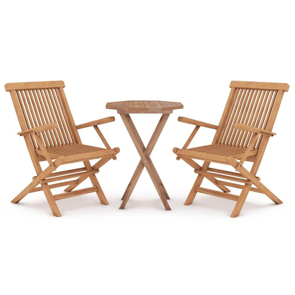 vidaXL 3-tlg. Garten-Essgruppe Teak Massivholz klappbar