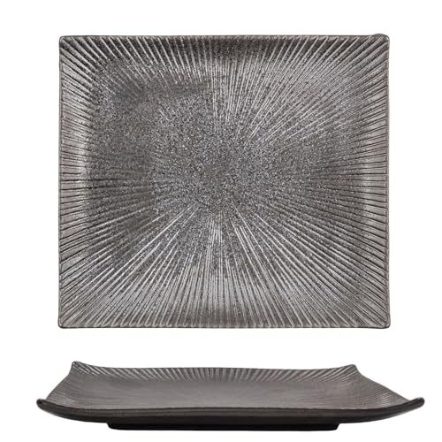 Intirilife Sushi Platte Servierteller Schwarz 23 cm Steinzeug