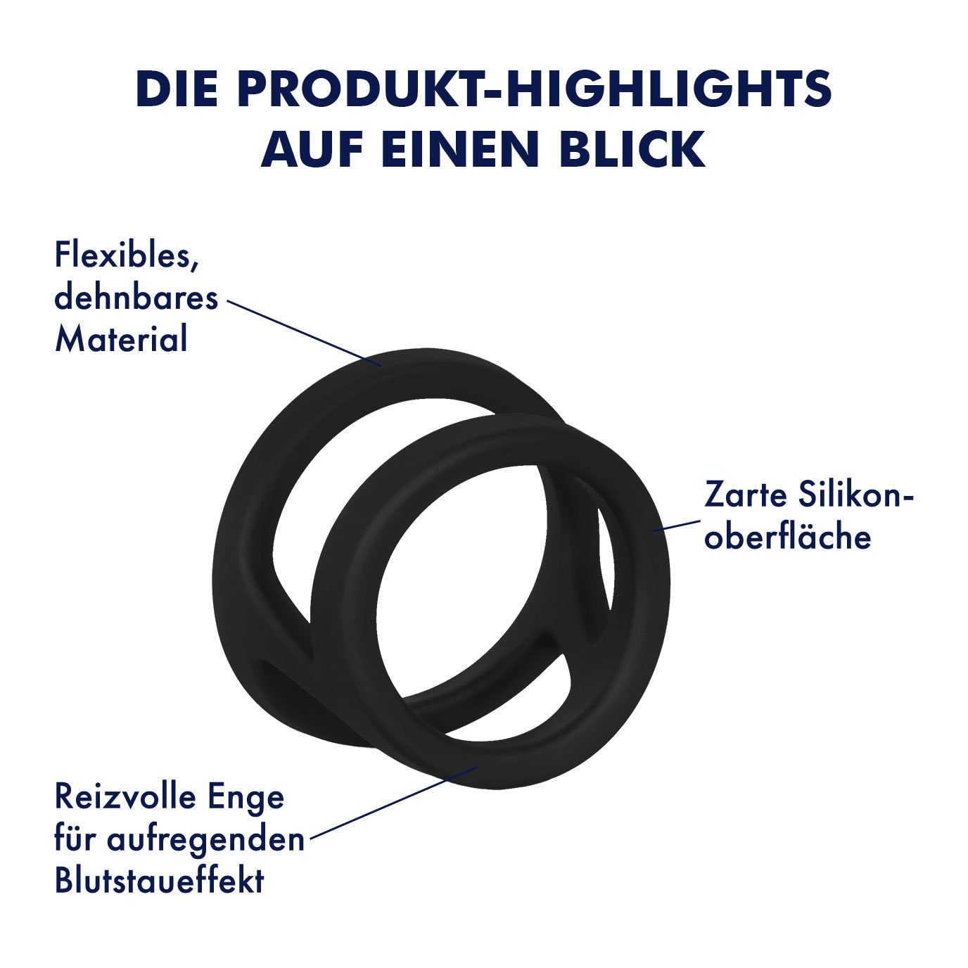 EIS Sextoys Zubehör Penis- und Hodenring Silikon schwarz flexibel