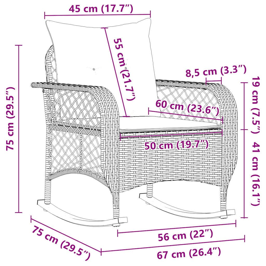 vidaXL Heim & Garten Schaukelstuhl Beige-Grau Poly Rattan