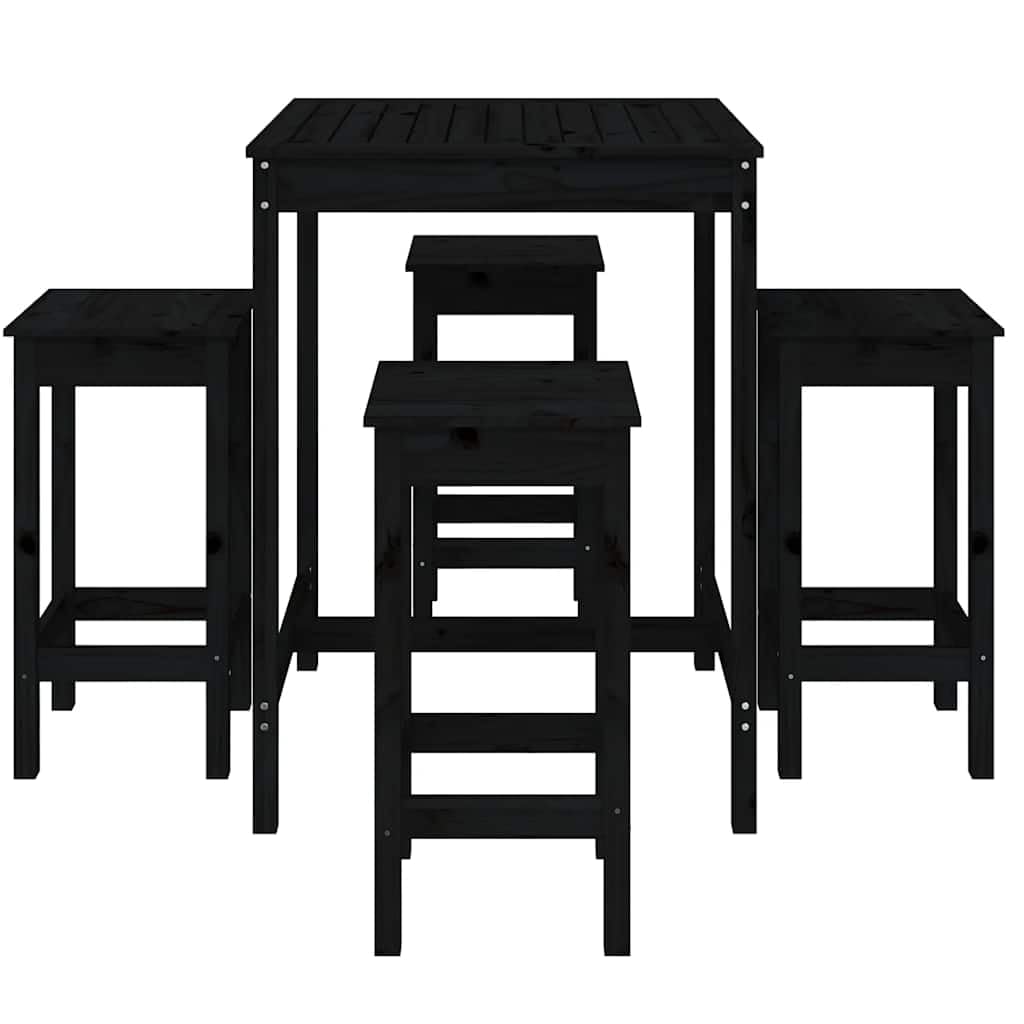 vidaXL 5-tlg. Gartenbar-Set Bartisch schwarz ohne Lehne