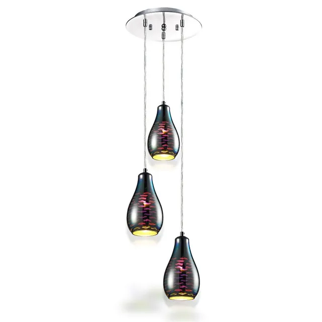 Serenelife Furniture Pendelleuchte Glas-Chrom 3-flammig