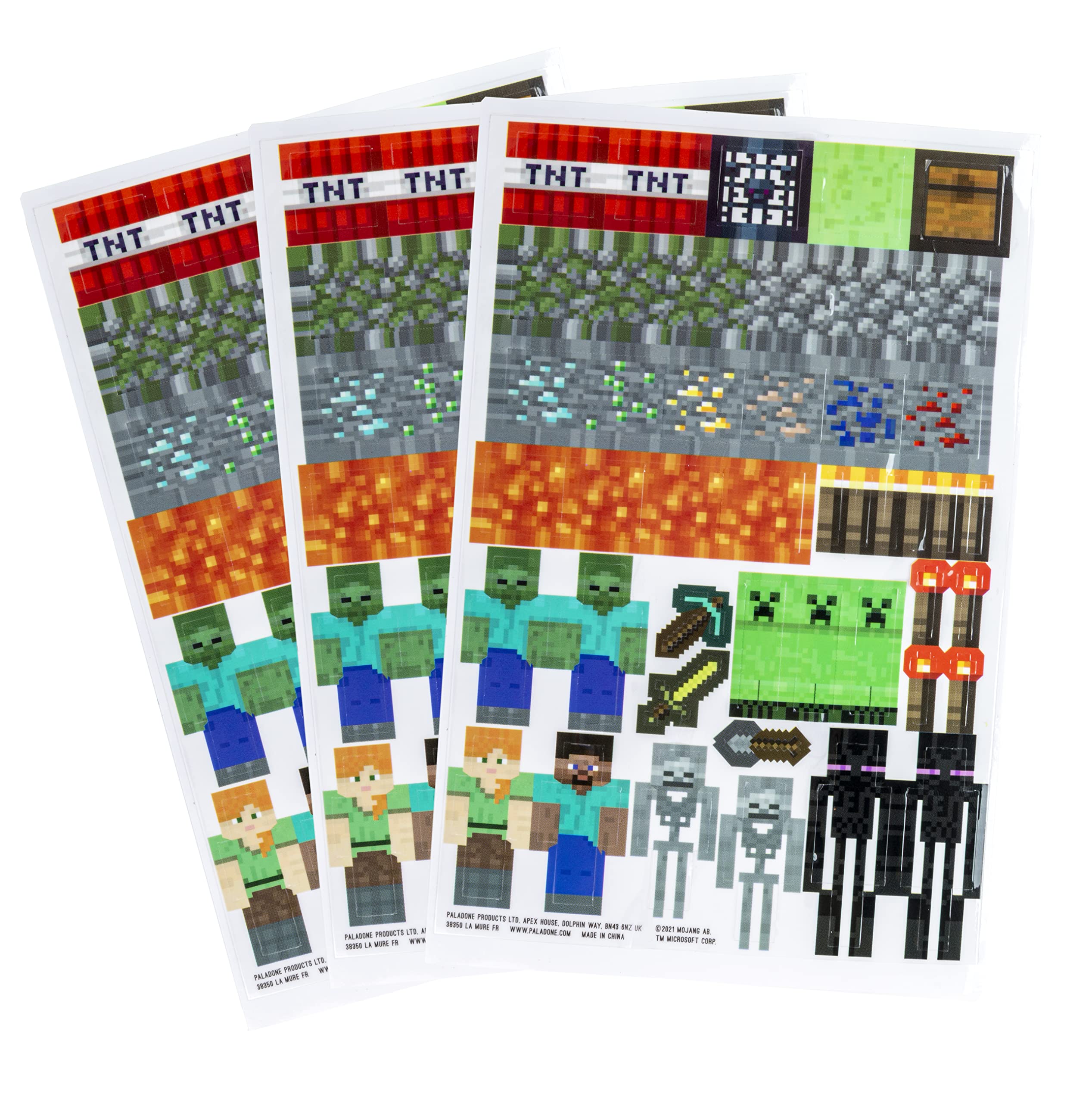 Paladone Minecraft Trinkflasche 650ml mit Sticker Set grau