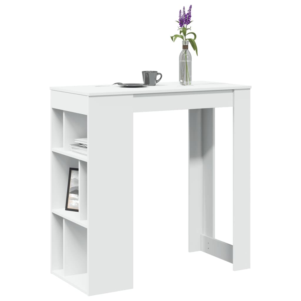 vidaXL Möbel Bartisch Weiß Holzwerkstoff 102x50x103,5 cm 6 Fächer
