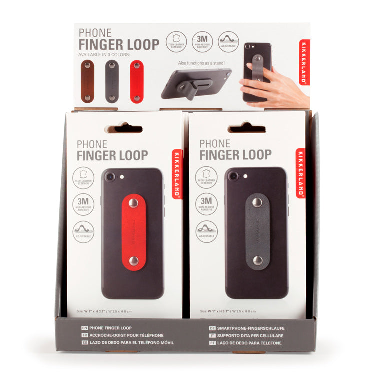 Kikkerland Handy Fingerschlaufe schwarz mit Ständer