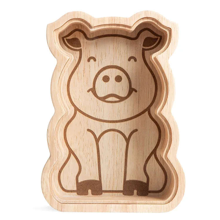 Kikkerland Home Piggy Bank Spardose Schwein Holz