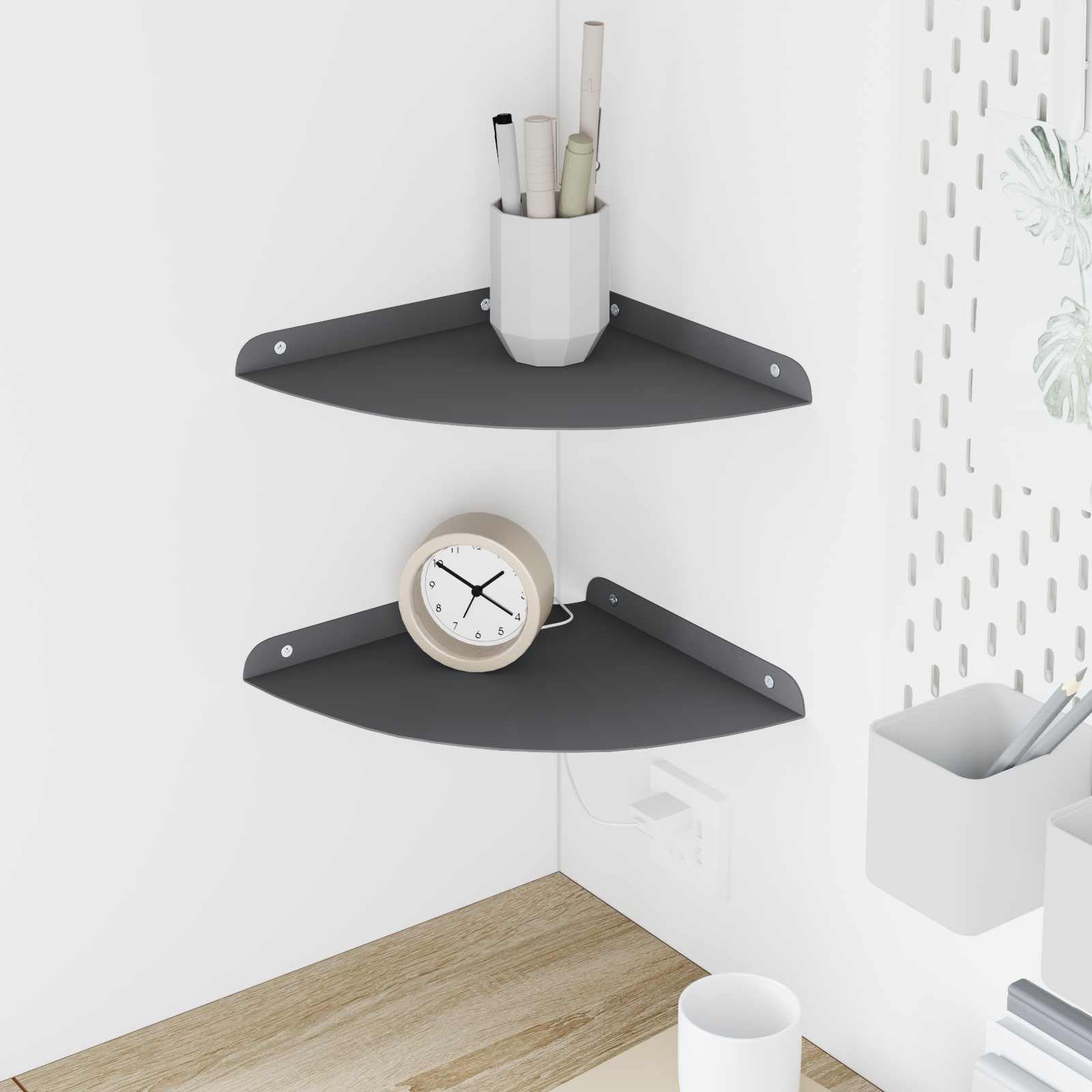 vidaXL Heim & Garten Eckregal Anthrazit Stahl 2er Set Wand