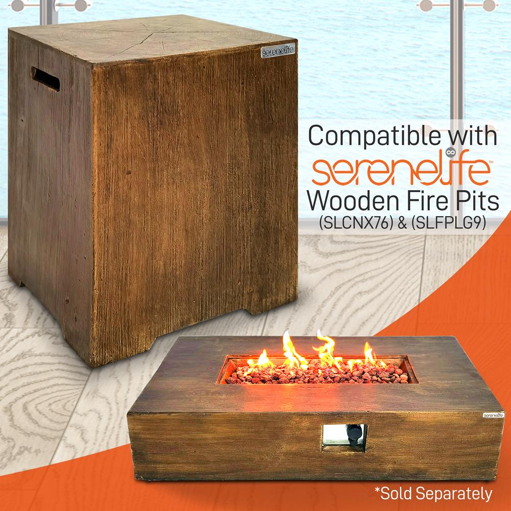 Serenelife Camping Gasflaschenhalter Holzdekor 20 lbs Beistelltisch