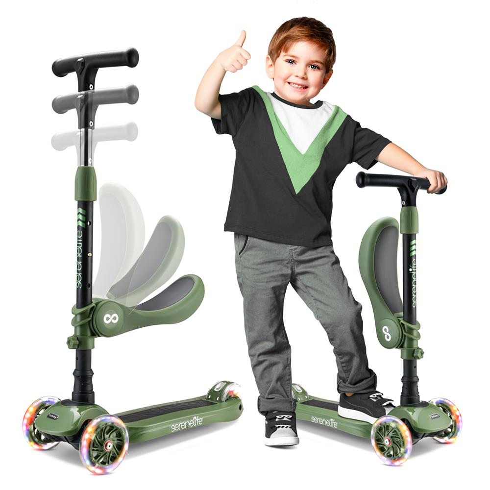 Serenelife Scooters Mini Kick Scooter Kinderroller mit Sitz LED