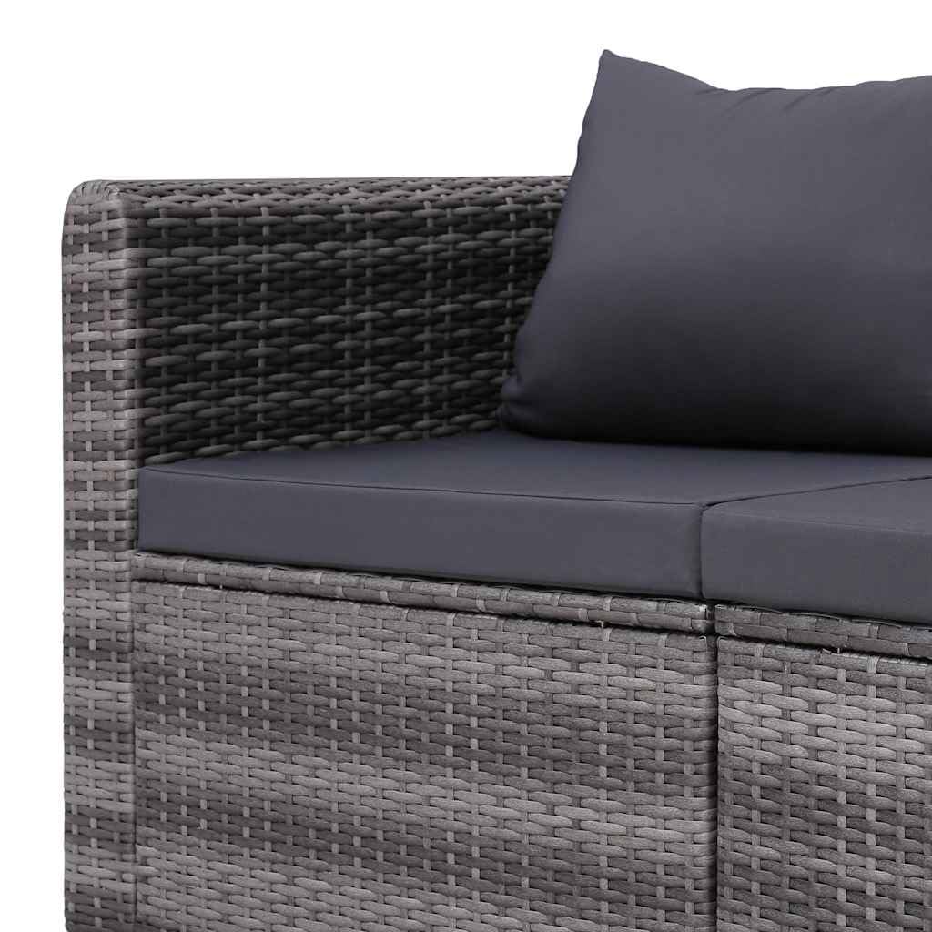 vidaXL Gartensofa 3-tlg. Gartengarnitur grau Poly Rattan