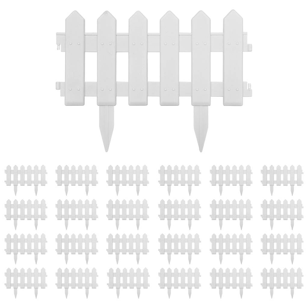 vidaXL Rasenkante Weiß 10m PP Beetumrandung 25er Set