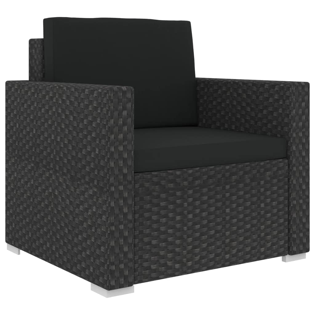 vidaXL Heim & Garten Gartenmöbel 6-TLG. Rattan Schwarz Auflagen