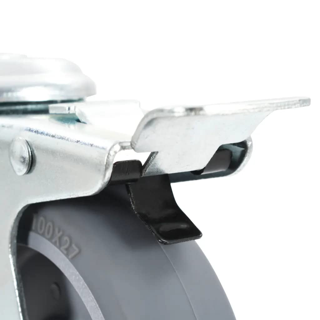 vidaXL 8x Lenkrollen 100 mm mit Rückenloch und Bremse TPR
