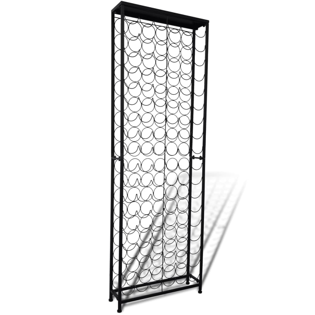 vidaXL Möbel Flaschenregal 108 Flaschen Schwarz Metall 191cm