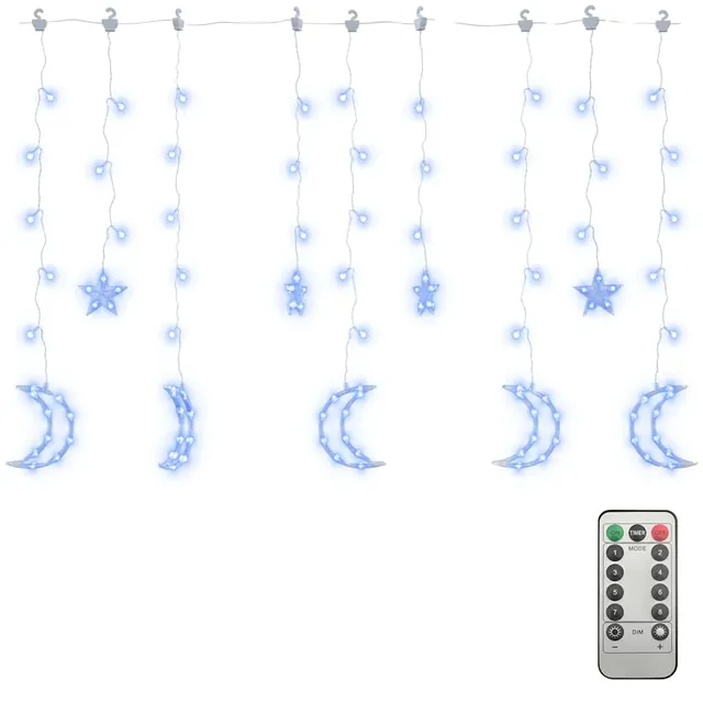 vidaXL Lichterkette Stern Mond 138 LED Blau Fernbedienung