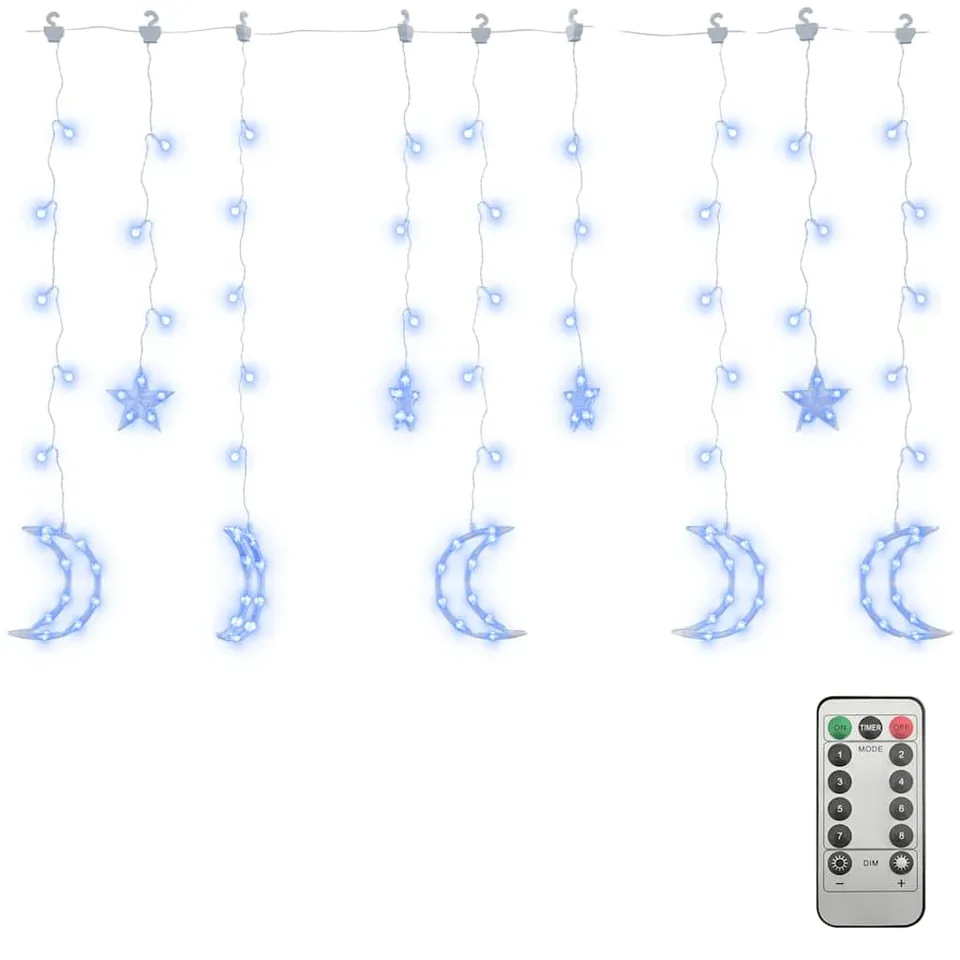 vidaXL Lichterkette Stern Mond 138 LED Blau Fernbedienung