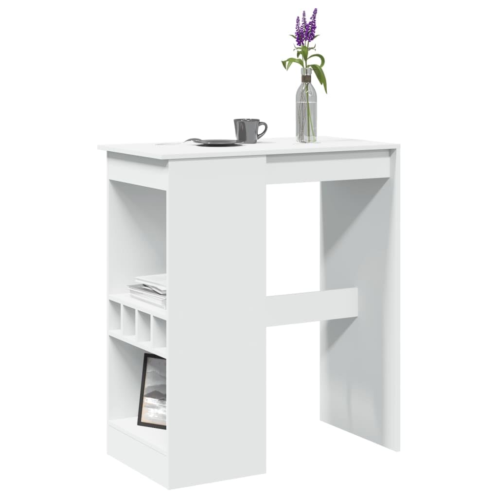 vidaXL Bartisch Stehtisch Holzwerkstoff Weiß 90x47,5x103,5 cm Regal