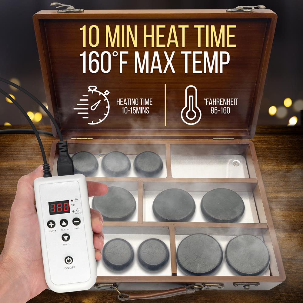 Serenelife Massage Hot Stone Set 12 Basaltsteine Wärmer