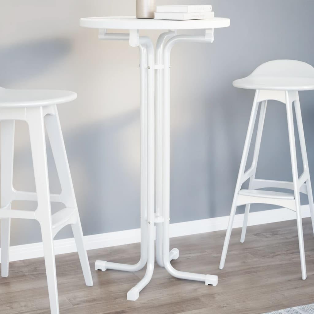 vidaXL Möbel Bartisch Weiß Ø60x110 cm klappbar Stahl