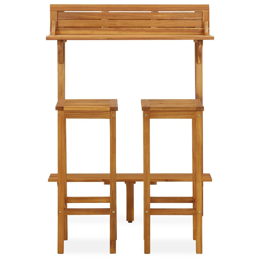 vidaXL Heim & Garten Balkon-Bar-Set 3-tlg. Akazienholz Tisch Stuhl