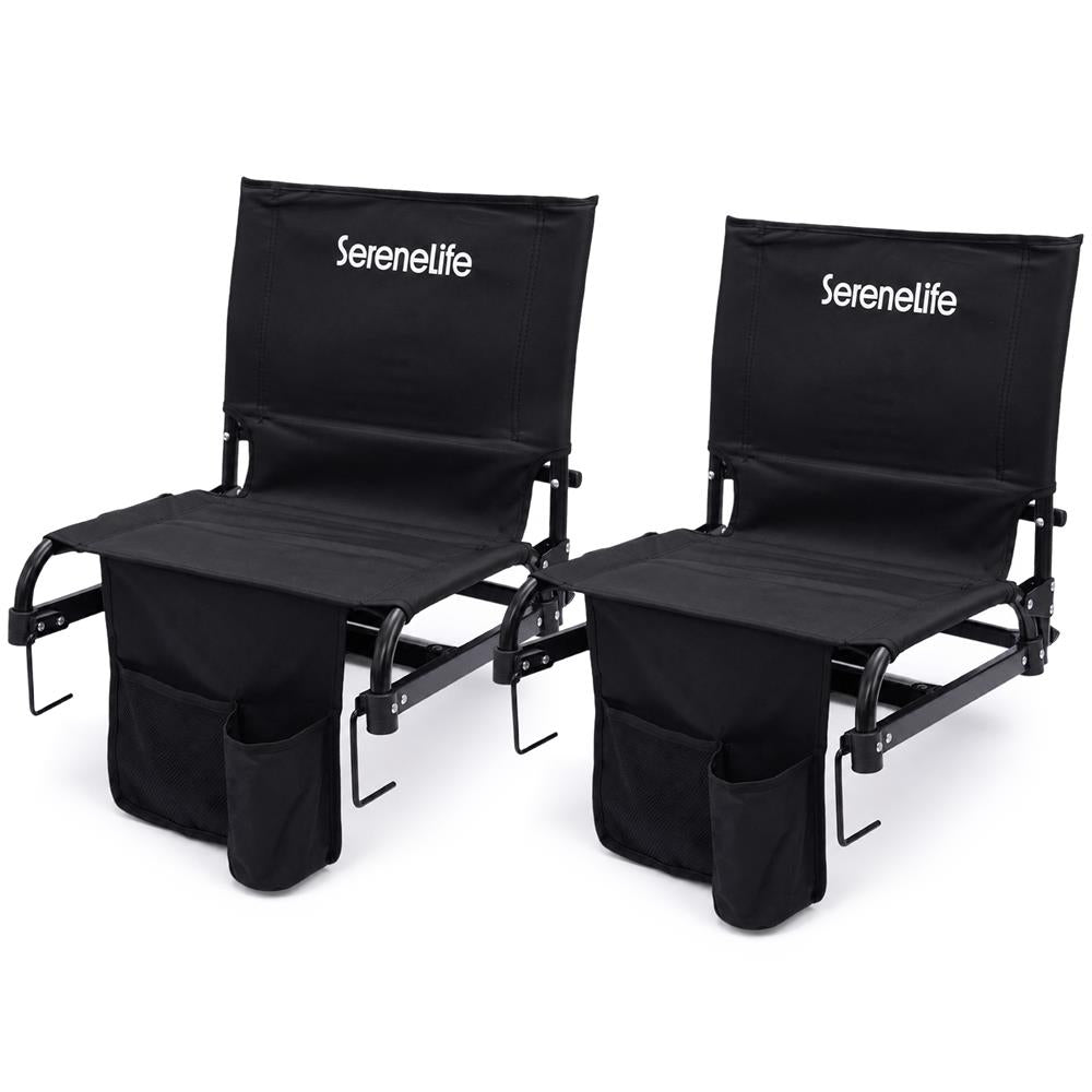 Serenelife Furniture SLFLDSTDCH2X Stadionstuhl Schwarz faltbar
