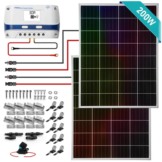 Serenelife Camping 2x100W Solarpanel Set 12V mit 30A Regler