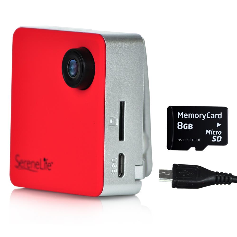 Serenelife tragbare Kamera 1080p Rot WiFi Minikamera mit Clip