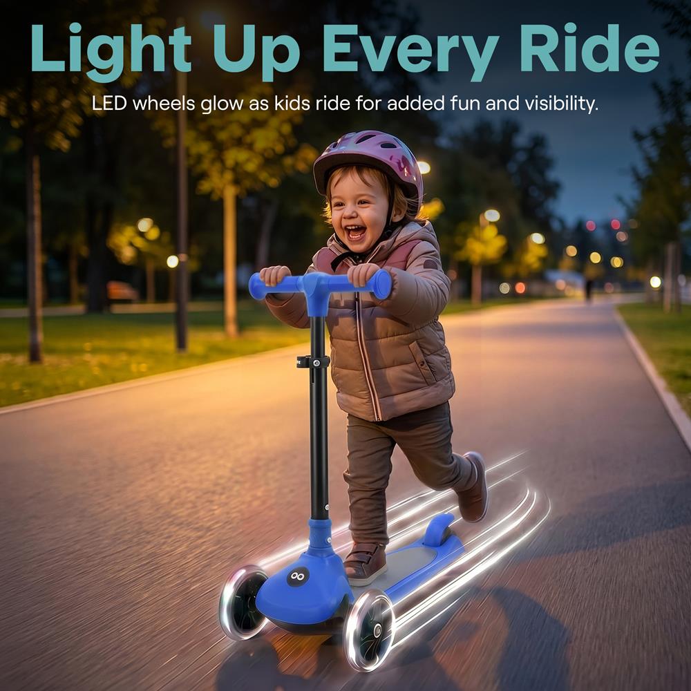 Serenelife Scooters Kinder Roller Blau LED höhenverstellbar