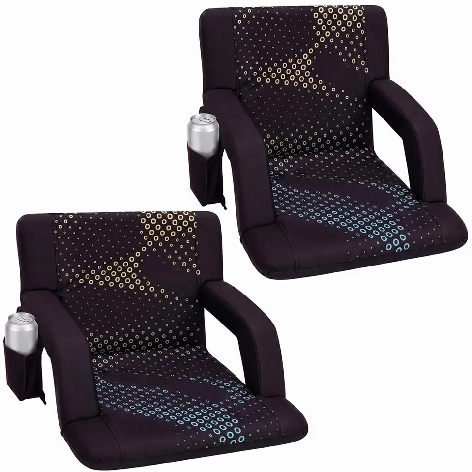 Serenelife Stadionstuhl 2er-Set schwarz 63,5 cm verstellbar