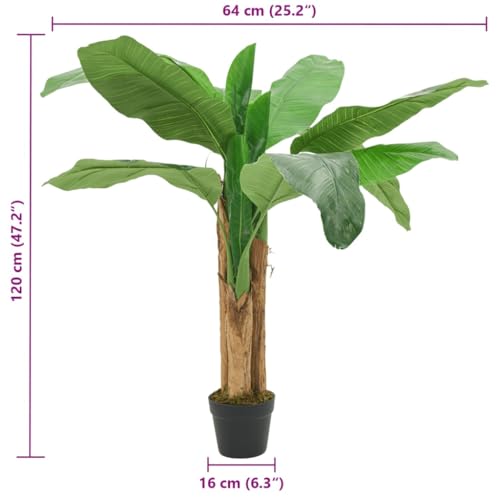 vidaXL Bananenbaum künstlich 120 cm Kunstpflanze grün 9 Blätter