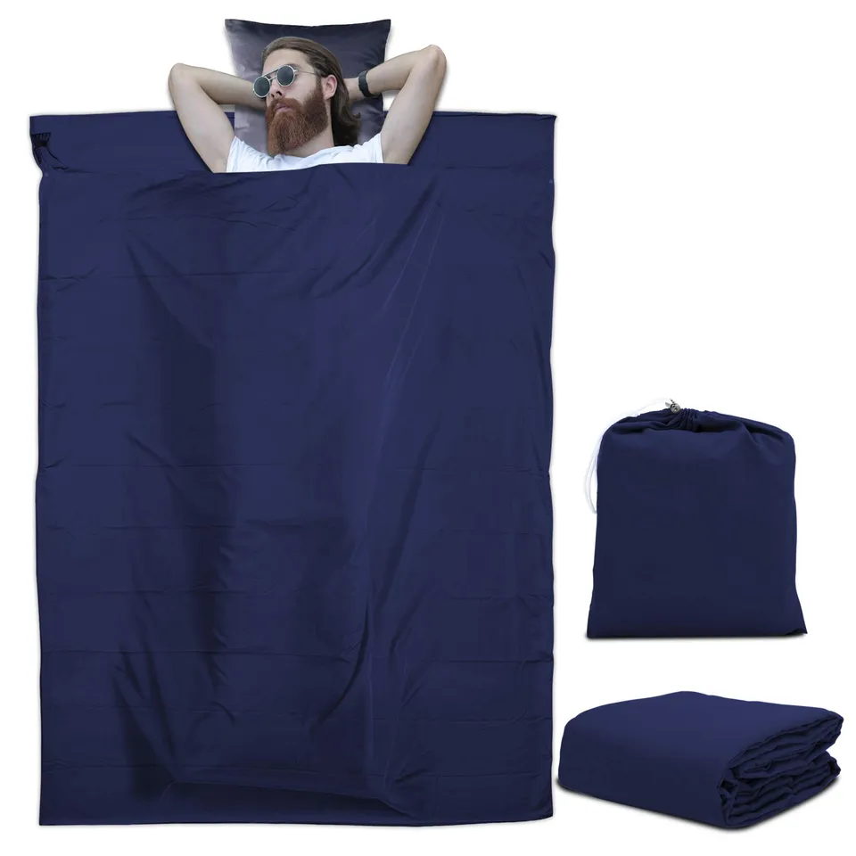 Intirilife Hüttenschlafsack 115x210 Schlafsack dunkelblau Polyester