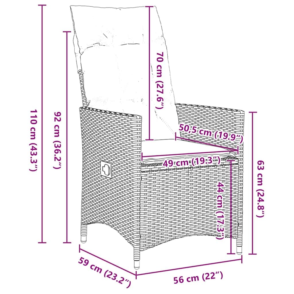 vidaXL Garten Essgruppe 7-tlg Poly-Rattan Braun UV-beständig