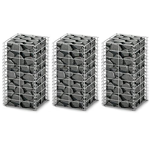 vidaXL Heim & Garten Gabione 25x25x50 cm Steinkorb 3er Set verzinkt