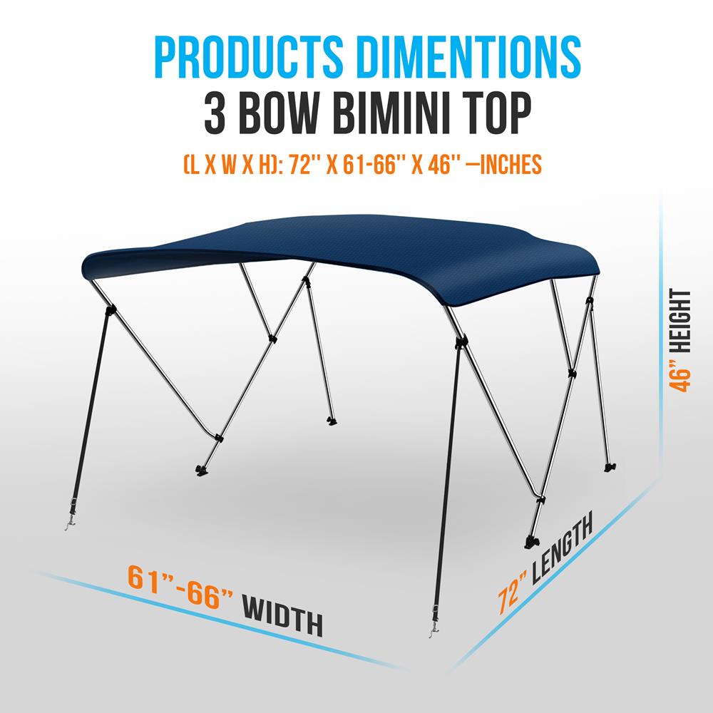 Serenelife Bimini Top Bootsverdeck Navy 3-Bow 600D