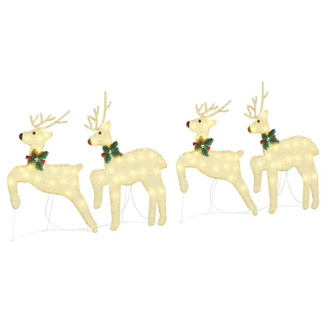 vidaXL LED Rentiere 4-tlg Weihnachtsdeko gold 45x19x65 cm