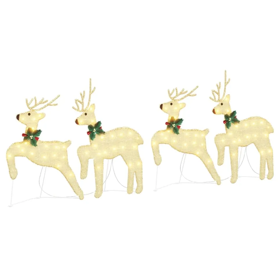 vidaXL LED Rentiere 4-tlg Weihnachtsdeko gold 45x19x65 cm