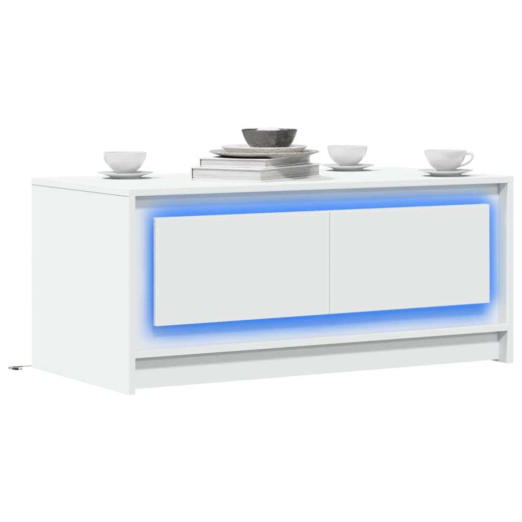 vidaXL LED Couchtisch weiß Holzwerkstoff 100x50 cm