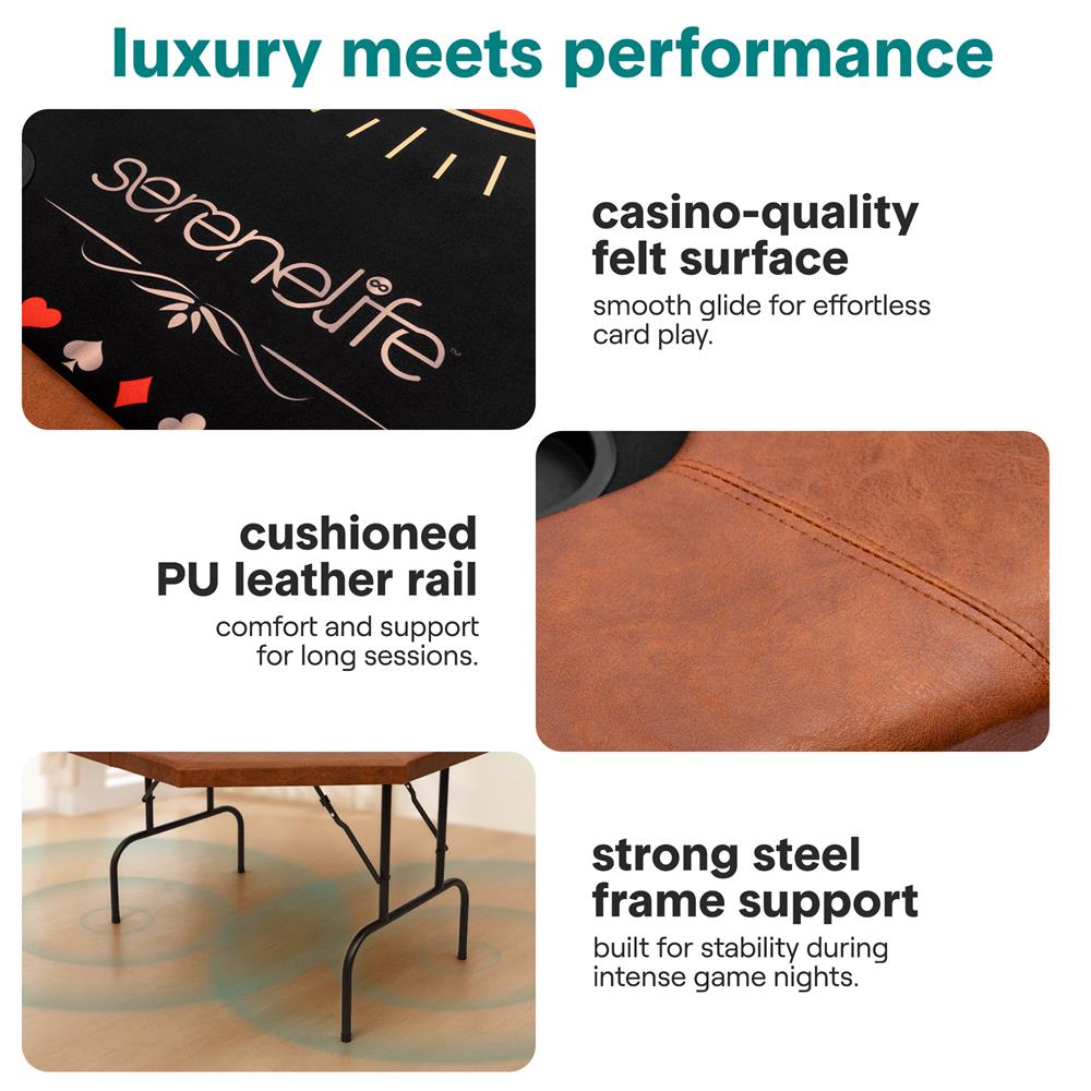 Serenelife Game Tables Pokertisch 122cm 8 Pers. klappbar
