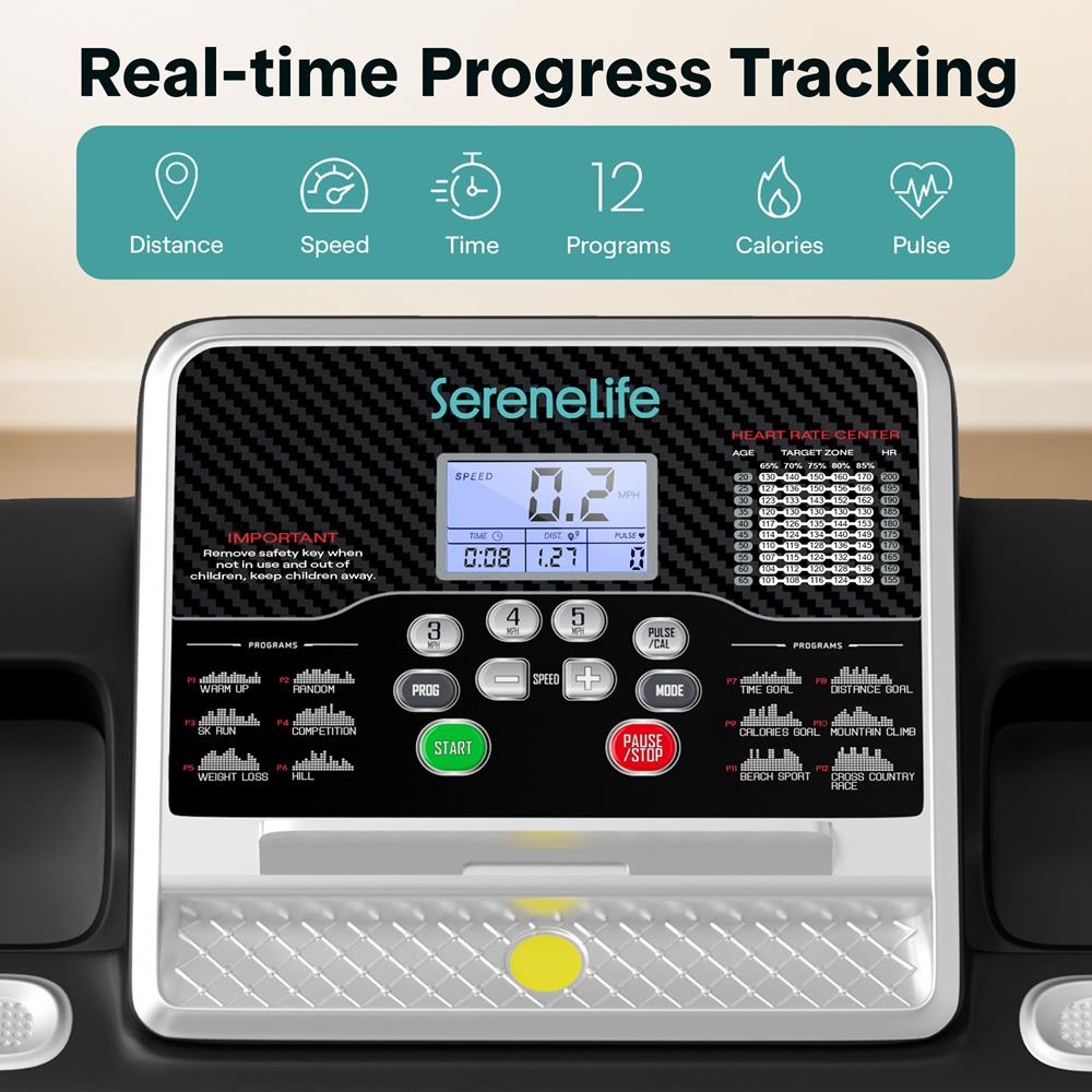 Serenelife Laufband klappbar Heim Bluetooth 12 Programme