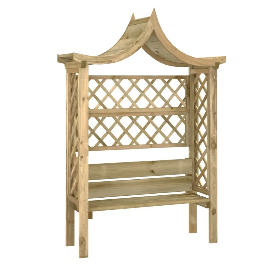 vidaXL Heim & Garten Pergola Kiefer mit Bank imprägniert