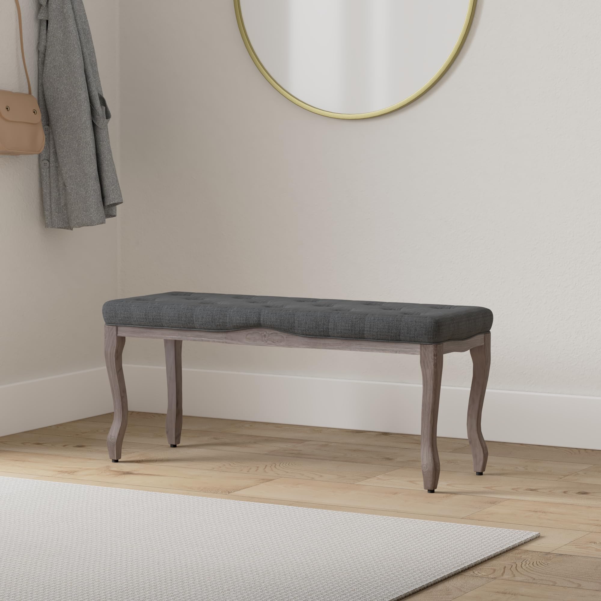 vidaXL Heim & Garten Bank Leinen 110x38x48 cm Dunkelgrau