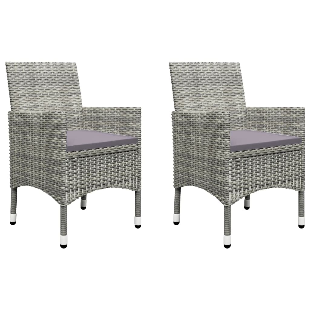 vidaXL Heim & Garten Bistro-Set Rattan grau 3-tlg. Glastisch