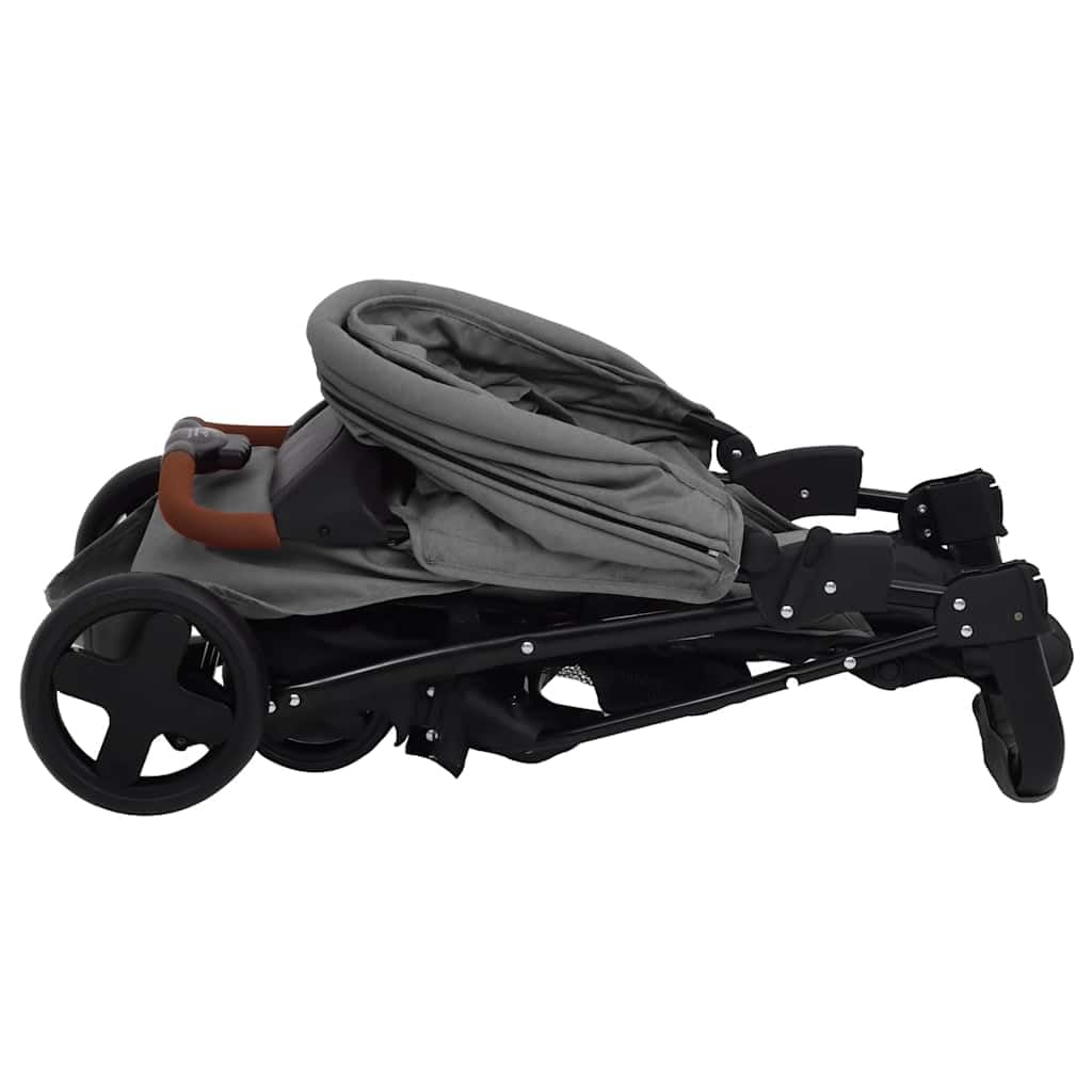 vidaXL Kinderwagen 2-in-1 Buggy Sportwagen Hellgrau Stahl