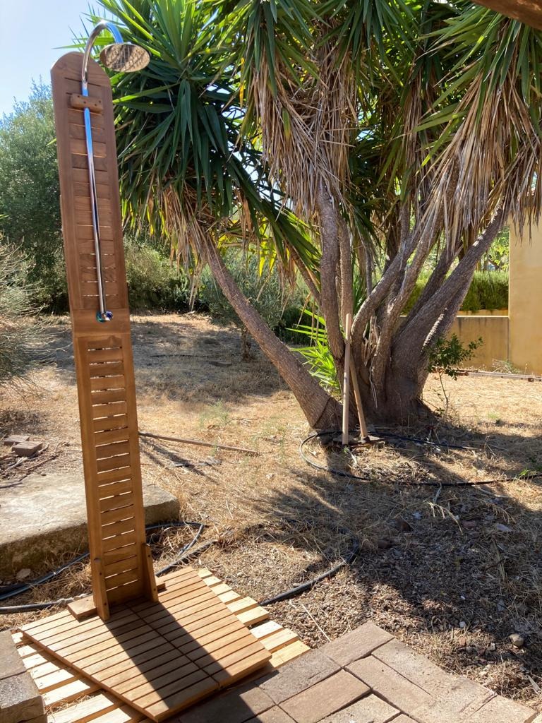 vidaXL Gartendusche Teak 70x75x204cm Außendusche Holz