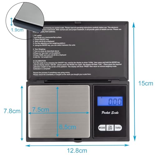 Intirilife Digitale Taschenwaage 500g Feinwaage Schwarz 0,01 g