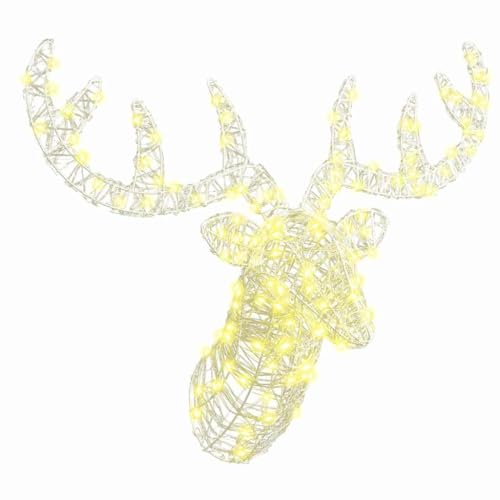 vidaXL Rentierkopf 140 LEDs Acrylfigur warmweiß 60 cm