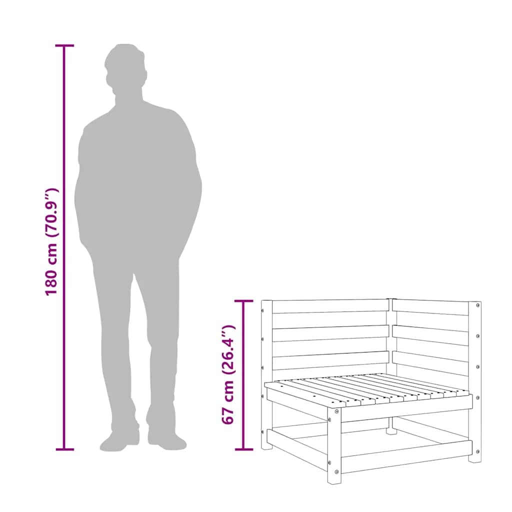 vidaXL Garten-Ecksofas 2 Stk 70x70 cm Natürliche Kiefer