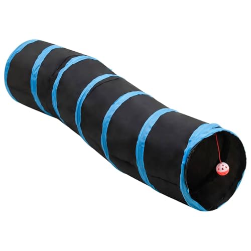 vidaXL Tierbedarf Katzentunnel S-Form 122 cm Schwarz-Blau