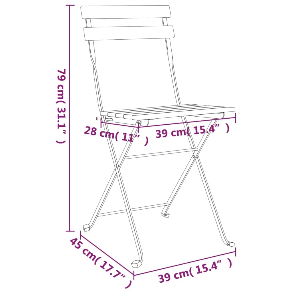 vidaXL Heim & Garten 5-tlg. Bistro-Set Akazie Klappbar